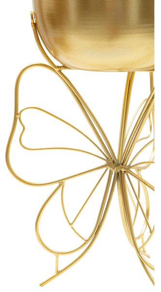 Porta vasi in metallo dorato con base a farfalla Dimensioni � 22x h 40 cm portavasi e piedistallo in metallo oro
