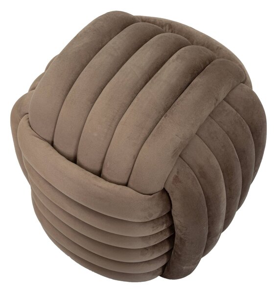 Pouf annodato in velluto crema SOFTY GREY Dimensioni 45x45x h45 cm, Rivestimento di cotone Velluto Grigio