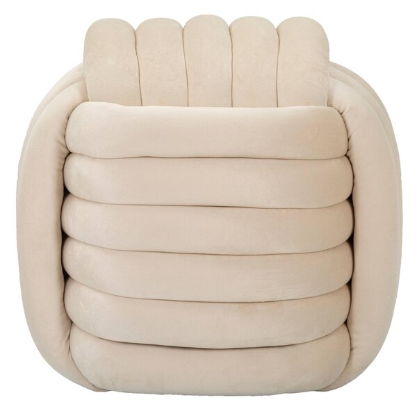 Pouf annodato in velluto crema SOFTY CREAM Dimensioni 45x45x h45 cm, Rivestimento di cotone Velluto Crema