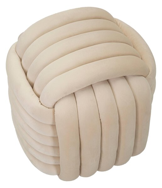 Pouf annodato in velluto crema SOFTY CREAM Dimensioni 45x45x h45 cm, Rivestimento di cotone Velluto Crema