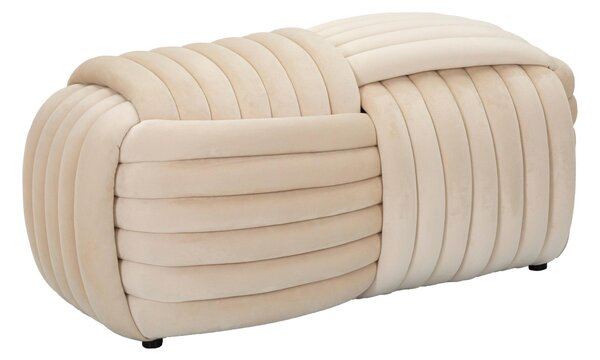 Panca annodata in velluto CremaLegno Velluto e Cotone Dimensioni 91x46x44 cm peso 11 kg seduta imbottita in tessuto Crema