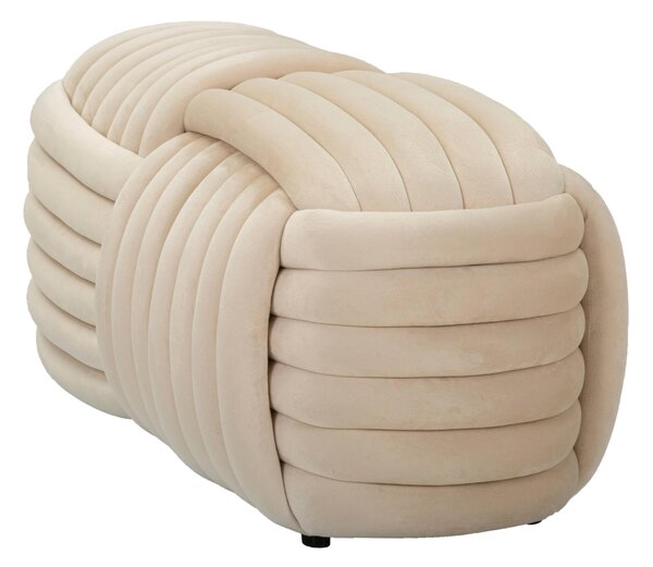 Panca annodata in velluto CremaLegno Velluto e Cotone Dimensioni 91x46x44 cm peso 11 kg seduta imbottita in tessuto Crema