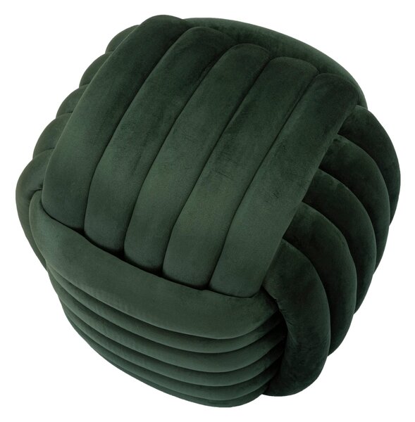 Pouf annodato in velluto crema SOFTY GREEN Dimensioni 45x45x h45 cm, Rivestimento di cotone Velluto Verde