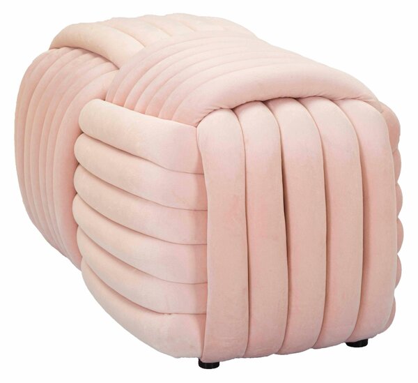 Panca annodata in velluto rosa Legno Velluto e Cotone Dimensioni 91x46x44 cm peso 11 kg seduta imbottita in tessuto Rosa