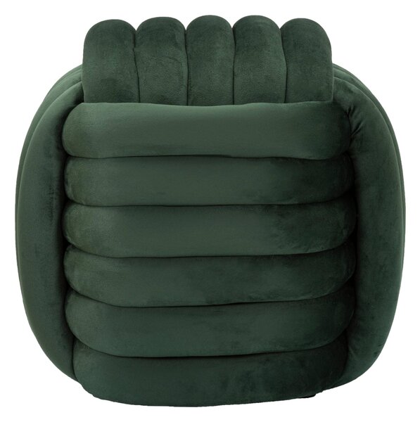 Pouf annodato in velluto crema SOFTY GREEN Dimensioni 45x45x h45 cm, Rivestimento di cotone Velluto Verde