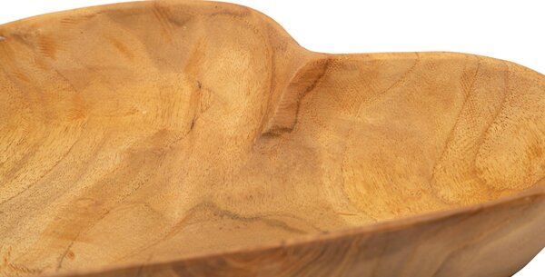 Svuotatasche a forma di cuore in teak riciclato, realizzato a mano Dimensioni 27x29x h 4 cm - 0,35 kg Colore legno con venature