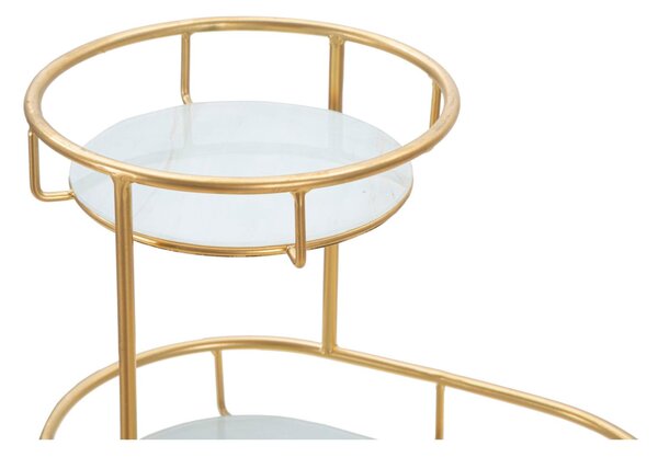 Svuotatasche a due livelli in metallo dorato con piano in vetro, GLAMY CIRCLE dimensioni � 27x7 cm, peso 5,2 kg, vetro a specchio