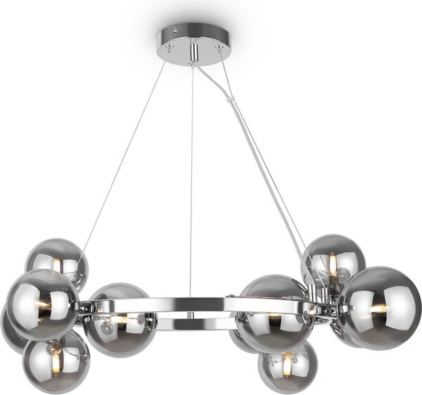 Lampada a sospensione Maytoni Dallas cromata, 11 luci, sfere di vetro, 137 cm, G9, IP20