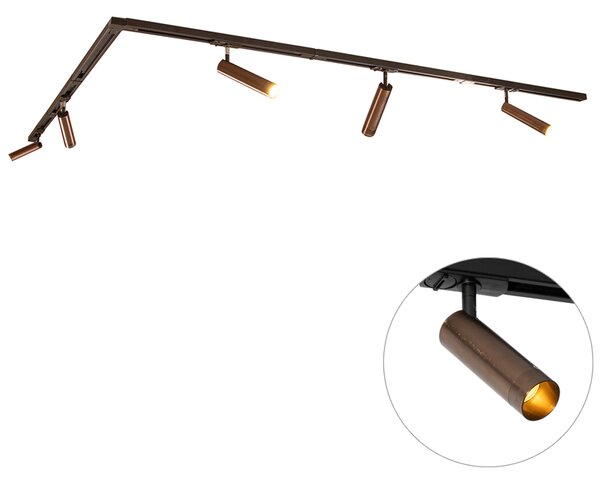 Sistema di illuminazione su binario moderno con 5 faretti bronzo scuro monofase GU10 35 mm - Iconic Jeana Luxe