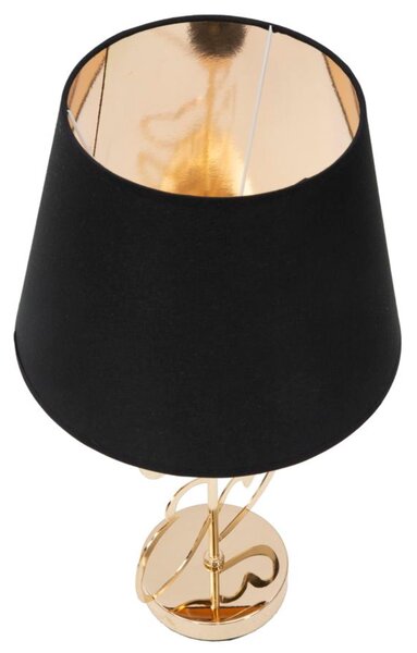 Lampada da tavolo in metallo dorato con paralume in tessuto nero GLAM HARTS Dimensioni � 30x h 54,5 cm in metallo e poliestere opaco oro Nero