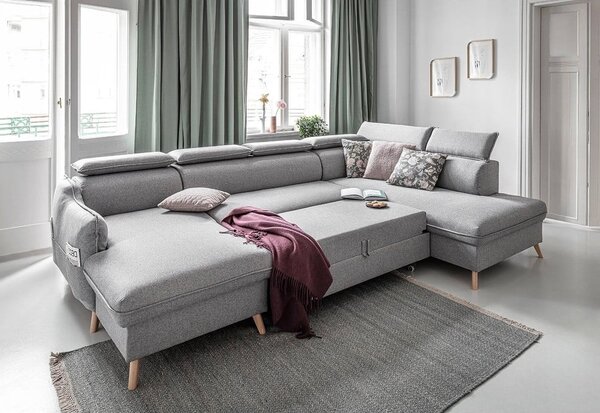 Divano letto angolare grigio chiaro (angolo destro) Sweet Harmony - Miuform