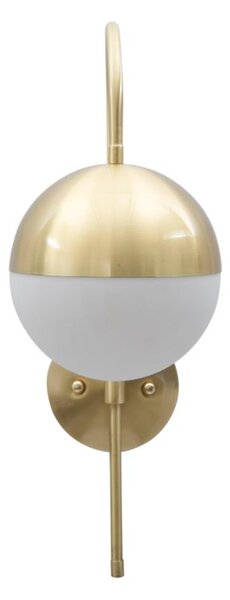 Lampada, Applique Da Muro in metallo dorato opaco GLAMY STREET Dimensioni 19x31x51 cm sfera in vetro bianco