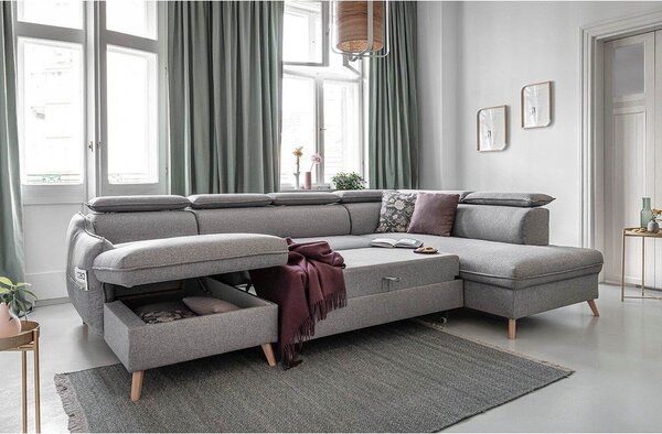 Divano letto angolare grigio chiaro (angolo destro) Sweet Harmony - Miuform