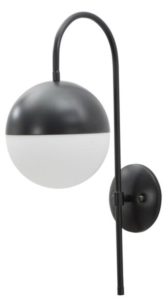 Lampada, Applique Da Muro in metallo dorato opaco DARKY STREET Dimensioni 19x31x51 cm sfera in vetro bianco