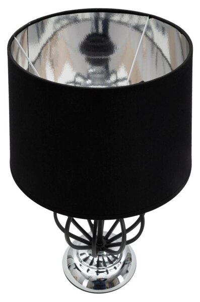 Lampada da tavolo in stile glam in metallo DARKY SILVER Dimensioni � 28xh 44,5cm in metallo dark paralume in tessuto Nero