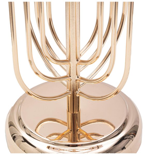Lampada da tavolo in stile glam in metallo Dorato KRISTA Dimensioni � 28xh 55 cm in metallo decori metallici concentrici paralume in tessuto Rosa