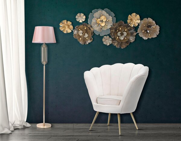 Lampada, Piantana In stile glam in metallo dorato OVY dimensioni 40x h 168 cm -peso 4,00 kg con decori metallici concentrici ORO