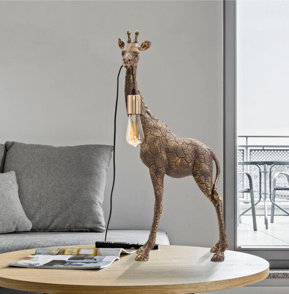 Lampada da Tavolo in Resina Dorata GIRAFFA Dimensioni 40x22xh 80 cm metallo dorato