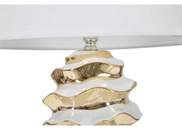 Lampada da tavolo in ceramica bianca e dorata Dimensioni � 33x h 53 cm in ceramica bianca dorata effetto alveare