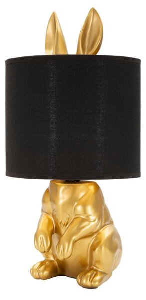 Lampada da tavolo a forma di coniglio dorato RABBIT Dimensioni � 32xh 61 cm in metallo dorato paralume in tessuto Nero