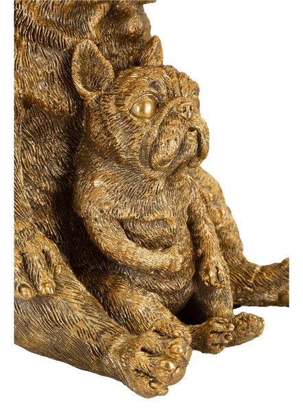 Lampada da tavolo in resina dorata a forma di coppia di cani Dimensioni 26xh 43,8 cm in resina dorata e paralume in tessuto nero