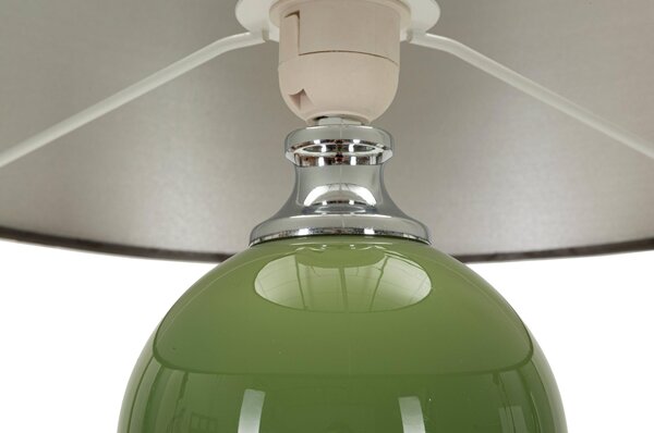 Lampada da Tavolo base in vetro verde e paralume in velluto dorato 40x40x h70 cm Lampada E-27 Attacco con filo FILO colore verde
