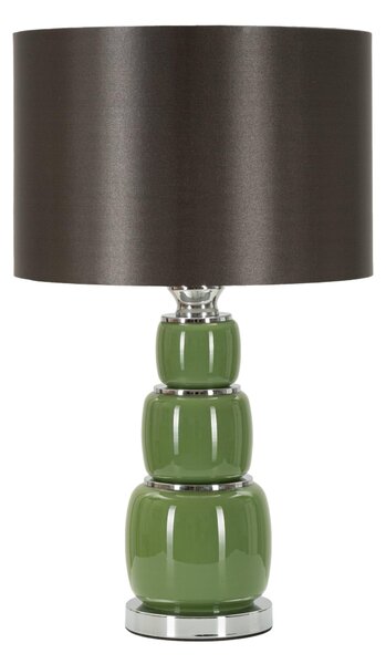 Lampada da Tavolo base in vetro verde e paralume in velluto dorato 32,5x32,5x h55,5 cm Lampada E-27 Attacco con filo FILO colore viola