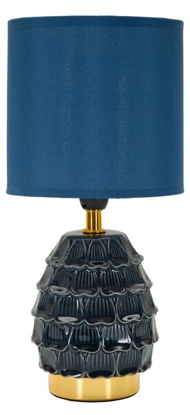 Lampada da comodino con base blu a forma di pigna PIGNY BLUE Dimensioni � 15x h 30 cm Lampada E-27 Attacco con filo FILO paralume colore blu