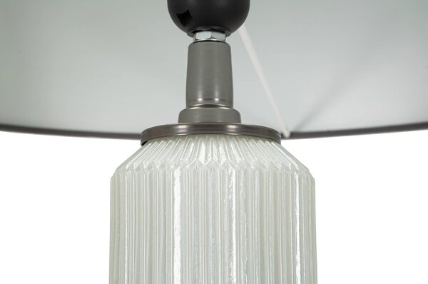 Lampada da terra con base Bianco E grigio in vetro EVA ONE diametro 42xh 164 cm paralume in velluto dorato