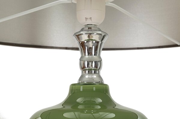 Lampada da terra con base VERDE in vetro EVA ONE diametro 40xh 167 cm paralume in velluto dorato
