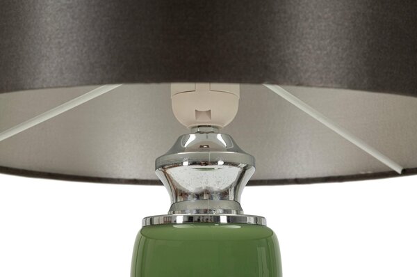 Lampada da Tavolo base in vetro verde e paralume in velluto dorato 32,5x32,5x h55,5 cm Lampada E-27 Attacco con filo FILO colore viola