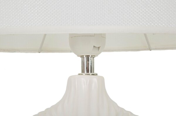 Lampada da Tavolo elegante con base bianco e decorazioni in rilievo irregolari SETA BIANCA Dimensioni � 28x15x h 43 cm Lampada E-27 Attacco con filo FILO paralume colore bianco