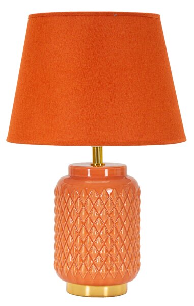 Lampada da comodino con base Arancione decorata con eleganti rombi in rilievo SQUARE ORANGE Dimensioni � 28x h 44 cm Lampada E-27 Attacco con filo FILO paralume colore Arancione
