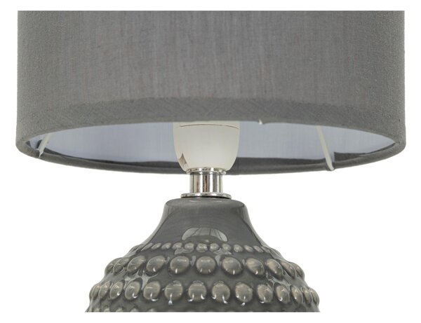 Lampada da comodino con base grigia e puntini in rilievo POINTS GREY Dimensioni � 15x h 30 cm Lampada E-27 Attacco con filo FILO paralume colore Grigio