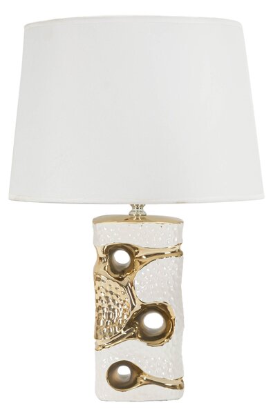 Lampada da tavolo in ceramica bianca e dorata EMMI Dimensioni � 30x h 45 cm Lampada E-27 Attacco con filo FILO paralume colore bianco e argento