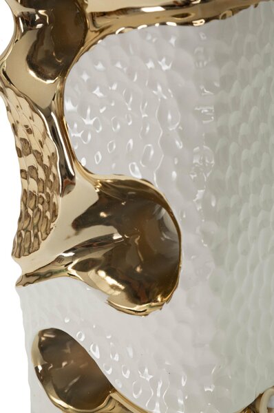 Lampada da tavolo in ceramica bianca e dorata EMMI Dimensioni � 30x h 45 cm Lampada E-27 Attacco con filo FILO paralume colore bianco e argento