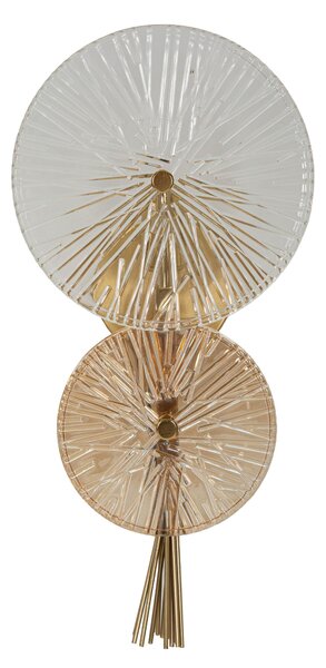 Lampada da parete in vetro lavorato e metallo dorato SUNRISE Dimensioni 20x14 h 41 cm peso 1 kg vetro e metallo oro