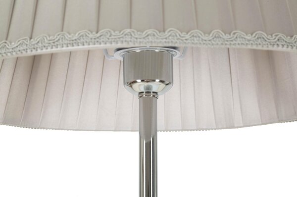 Lampada da terra in metallo argentato e vetro EVA ONE diametro 40xh 164 cm paralume in tessuto grigio