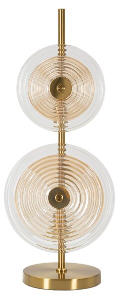 Lampada da tavolo con 2 punti luce in metallo dorato Dimensioni � 25x h 63 cm Lampada E-27 Attacco con filo FILO paralumi in vetro