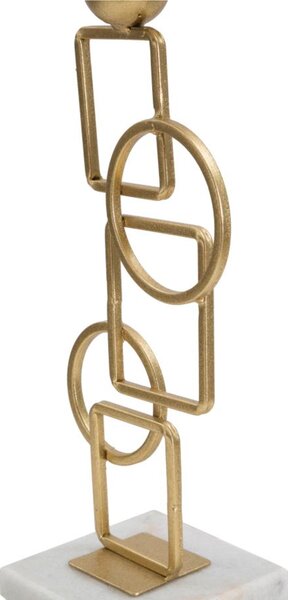 Porta candele da Appoggio in Metallo dorato design Geometrico 13x10xh31 cm struttura e 1 candela design geometrico colore oro