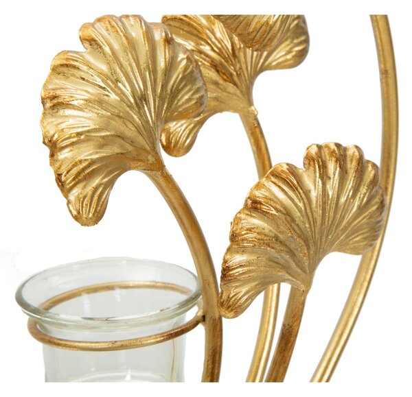 Porta candele in Metallo dorato con doppia candela 50x12xh55 cm struttura e piedistallo design classico colore oro