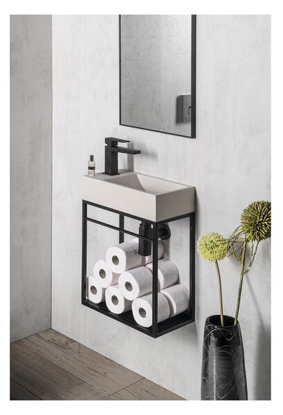 Mobile senza lavabo nero in metallo da appendere 39,5x45 cm Crest – Sapho