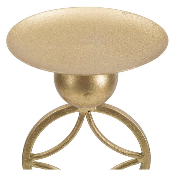 Porta candele da Appoggio in Metallo dorato design Geometrico 10x10xh32 cm struttura e 5 candele design geometrico colore oro