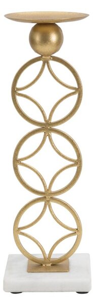 Porta candele da Appoggio in Metallo dorato design Geometrico 10x10xh32 cm struttura e 5 candele design geometrico colore oro
