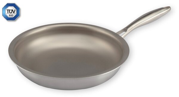 Padella In Titanio al 100x100 TRITANIA Tossicit� zero, Zero Nickel superficie di cottura in titanio massiccio diametro 24x h5 cm con coperchio incluso