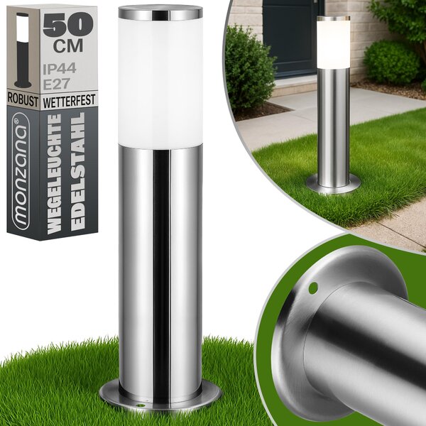 MONZANA® Lampada da esterno in acciaio inossidabile, altezza 50 cm, IP44, resistente alle intemperie, attacco E27, lampada da giardino per vialetti, modello: antracite con sensore di movimento