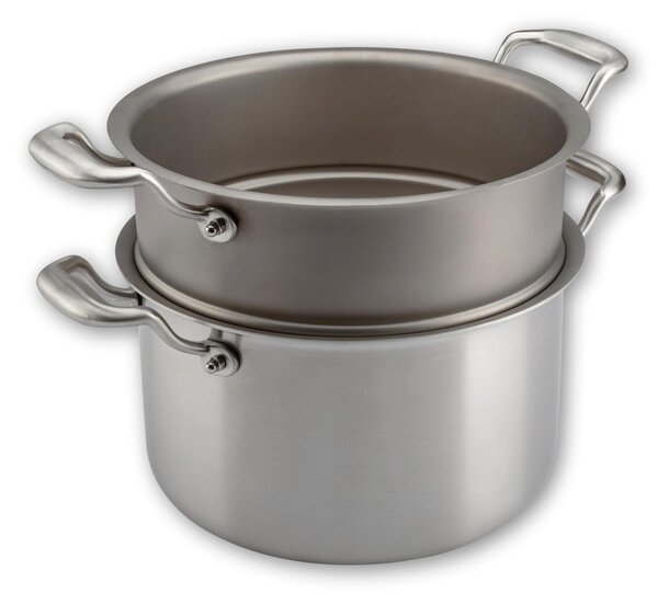 Cuocivapore 2 manici con casseruola pi� coperchio In Titanio al 100x100 TRITANIA ZERO-TOXIC, Zero Nickel superficie di cottura in titanio massiccio diametro 24x h29 cm