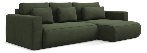 Divano angolare color kaki allungabile/con contenitore (con penisola a destra/con chaise lounge) Kapua – Makamii