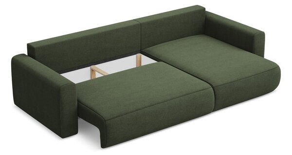Divano angolare color kaki allungabile/con contenitore (con penisola a destra/con chaise lounge) Kapua – Makamii