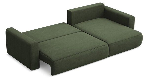 Divano angolare color kaki allungabile/con contenitore (con penisola a destra/con chaise lounge) Kapua – Makamii